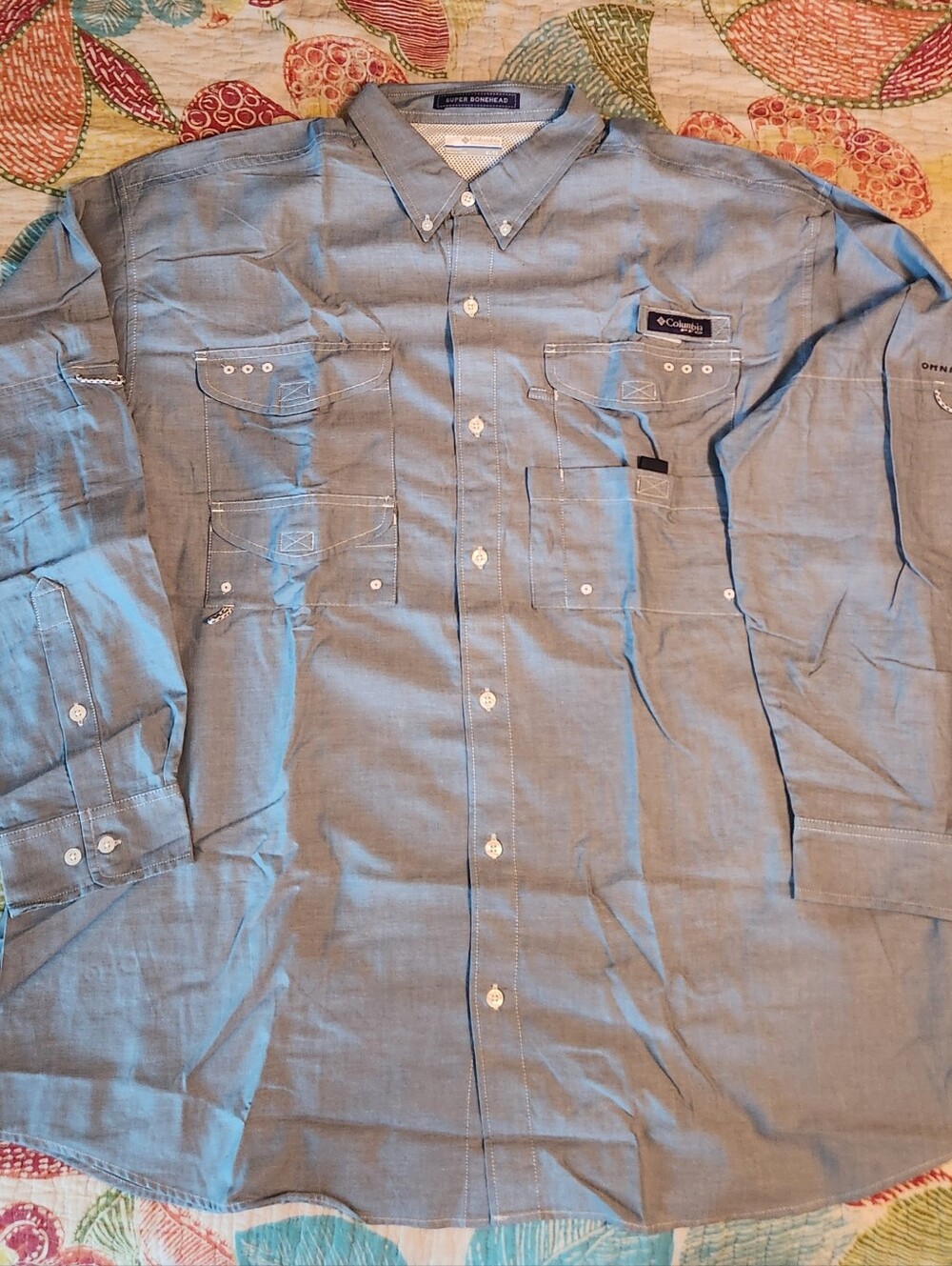Columbia Men’s Button-Down Performance Shirt - Light Blue Denim color
